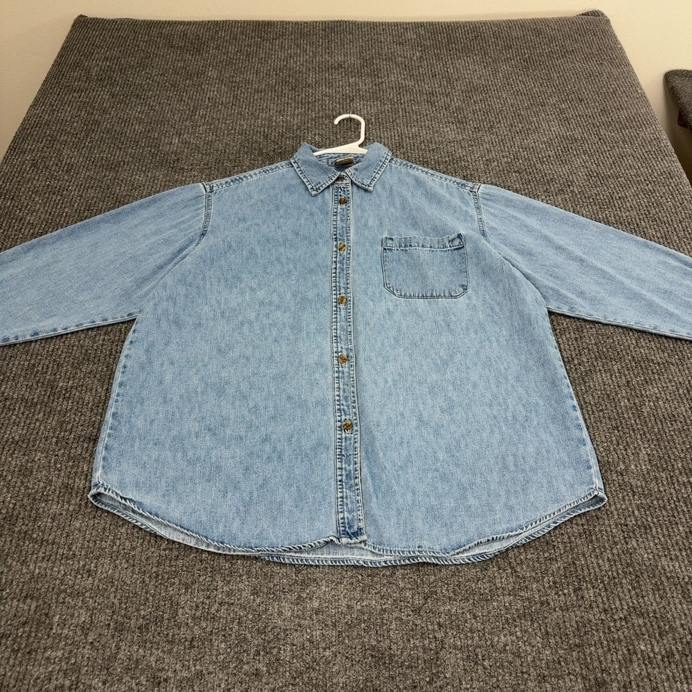 High Sierra Denim Shirt Mens L Blue Cotton Button Down Long Sleeve Casual Style